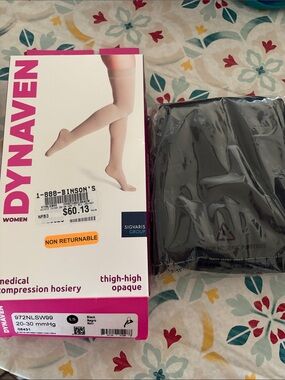 Dynaven Women Thigh-High Opaque Compression Hosiery - Black